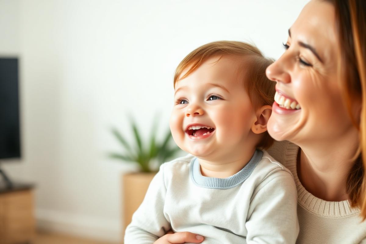 Happy parent and toddler