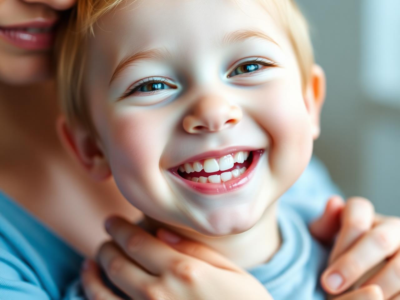 Smiling healthy toddler with parent